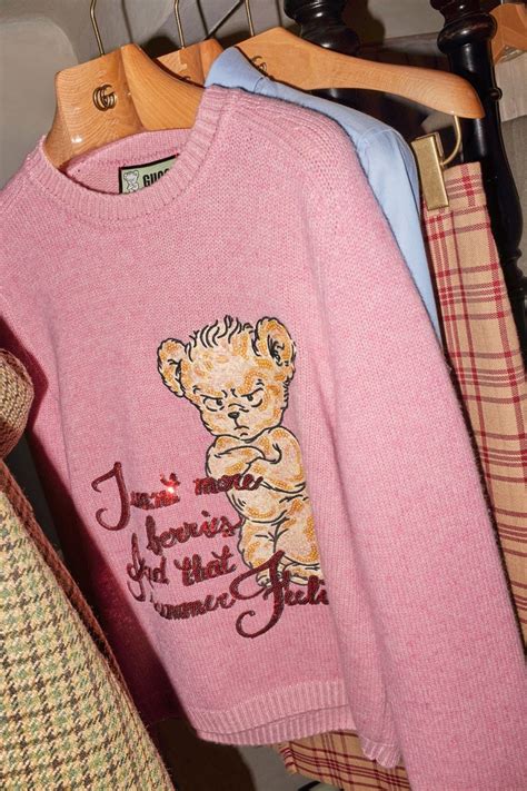 gucci teddy bear shirt|harry styles gucci model.